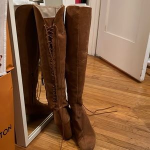 Zara suede brown lace up boots